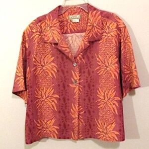 VTG Tommy Bahama Cropped Hawaiian Shirt, Size L